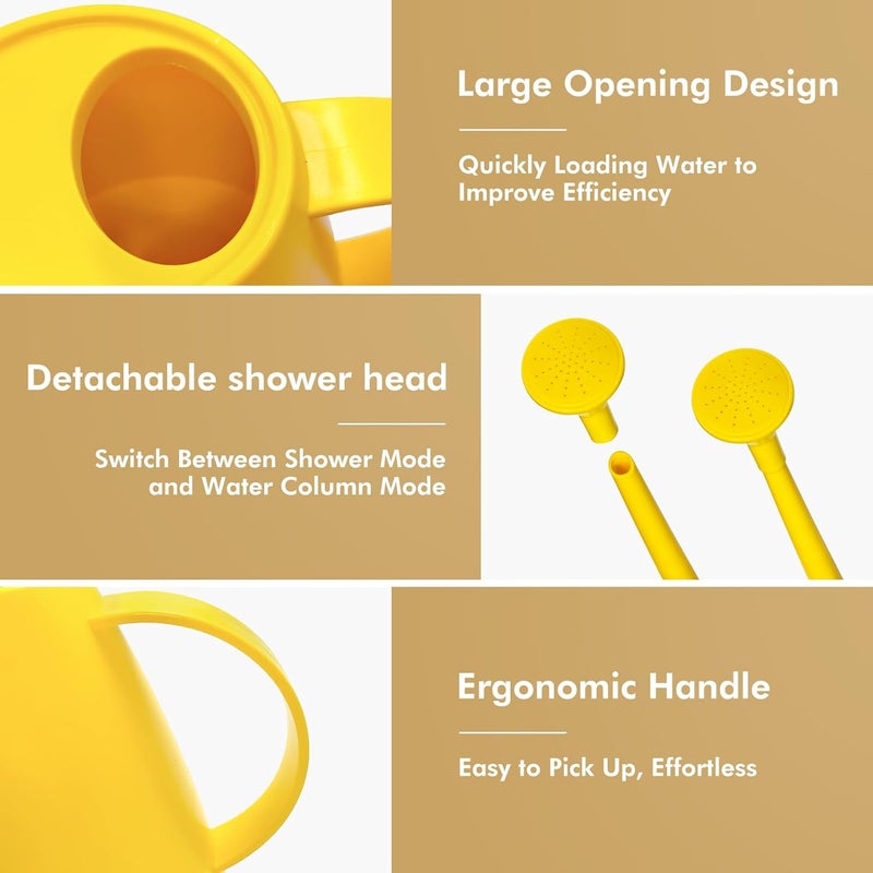 Etarewilt Watering Can for Indoor Outdoor Plants, Modern Small Watering Cans with Removable Nozzle, Long Spout Watering Can for Indoor Bonsai Plants Garden Flowers 1/2 Gallon 1.8L 60OZ (Yellow) - Image 5